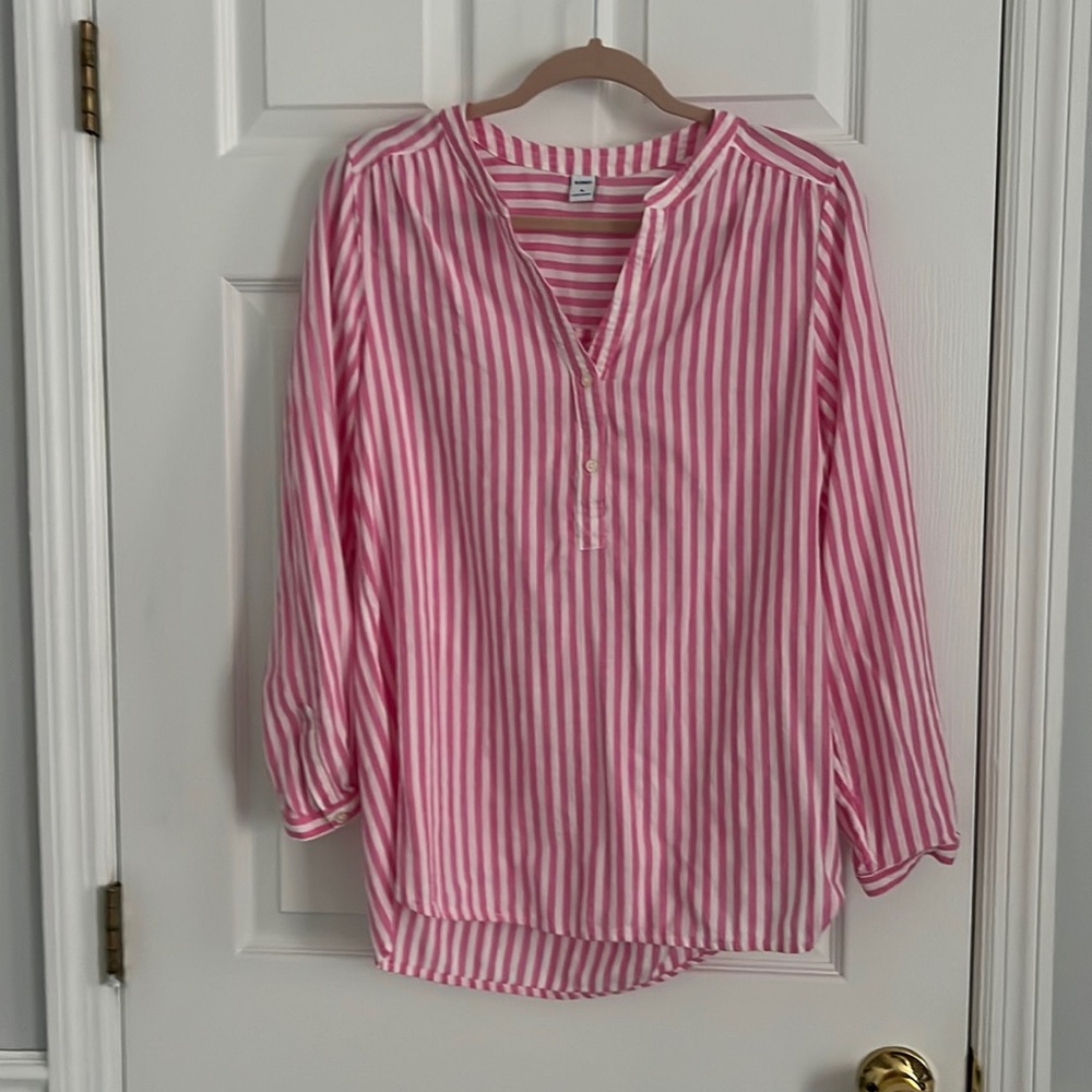 Old Navy Pink/White Vertical Striped M Tunic